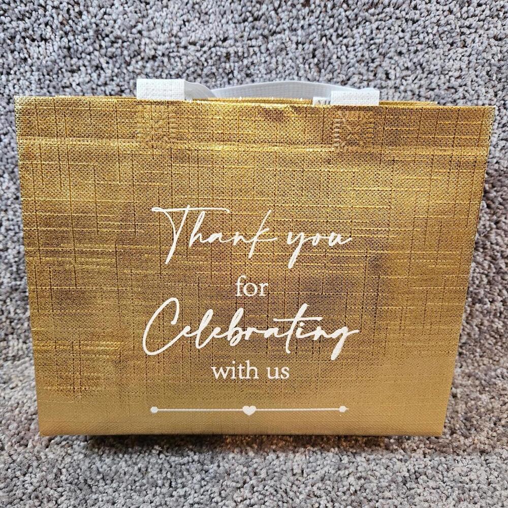 100 Gold Canvas Gift Bags with Ribbons